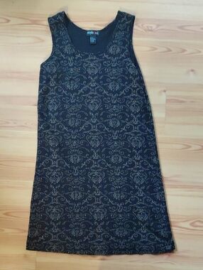 Style & Co. 100% Cotton Black Dress with Gold Paisley Pattern